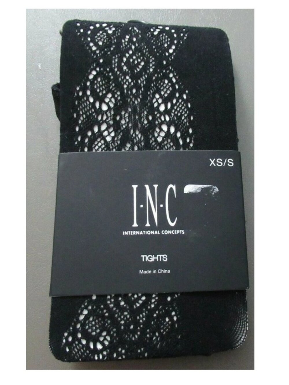 INC International Concepts Women's Lace Pattern Tights, Black, XS/S